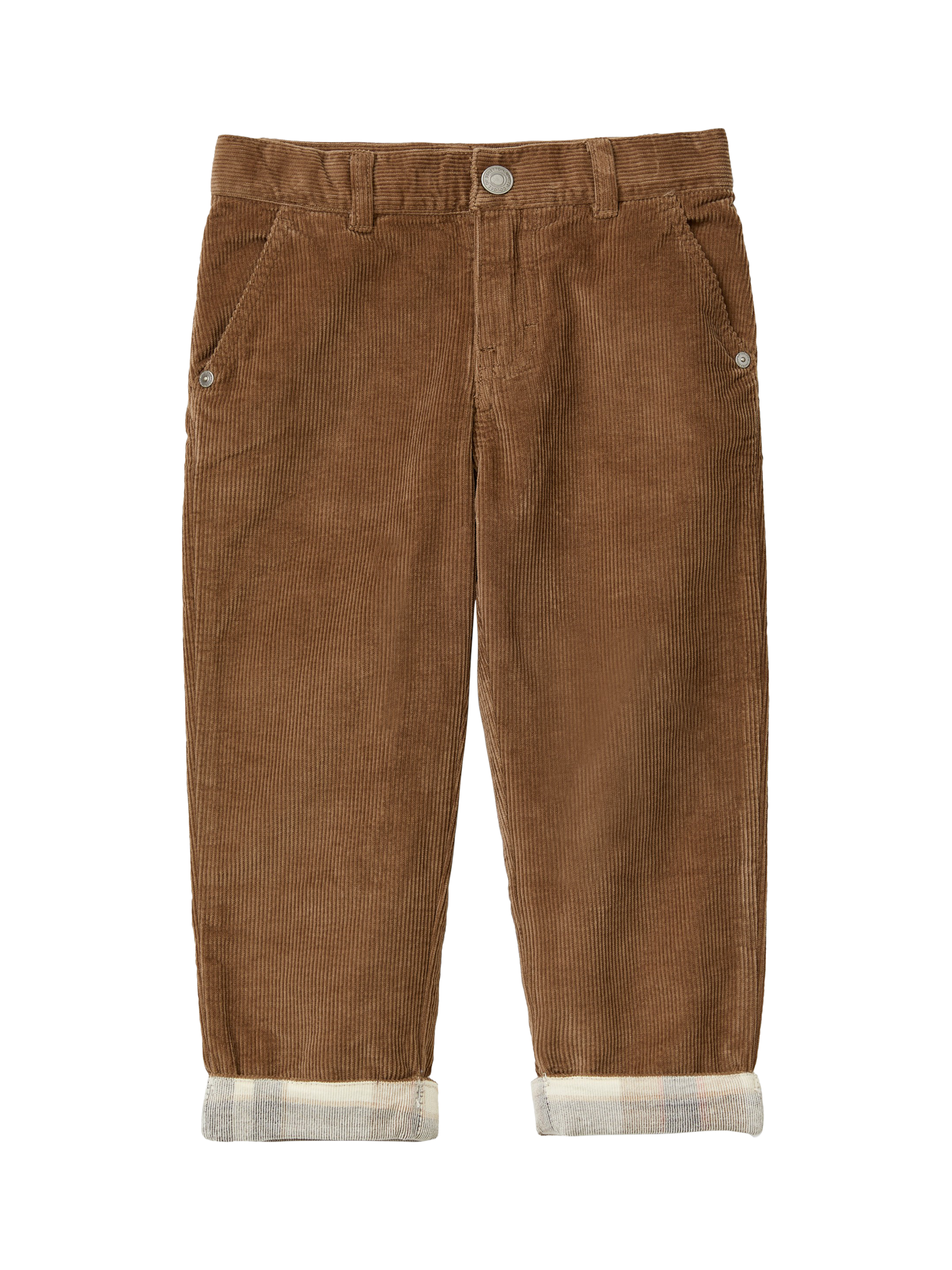 Benetton Kids' Elasticated Waist Cord Trousers, Coffee