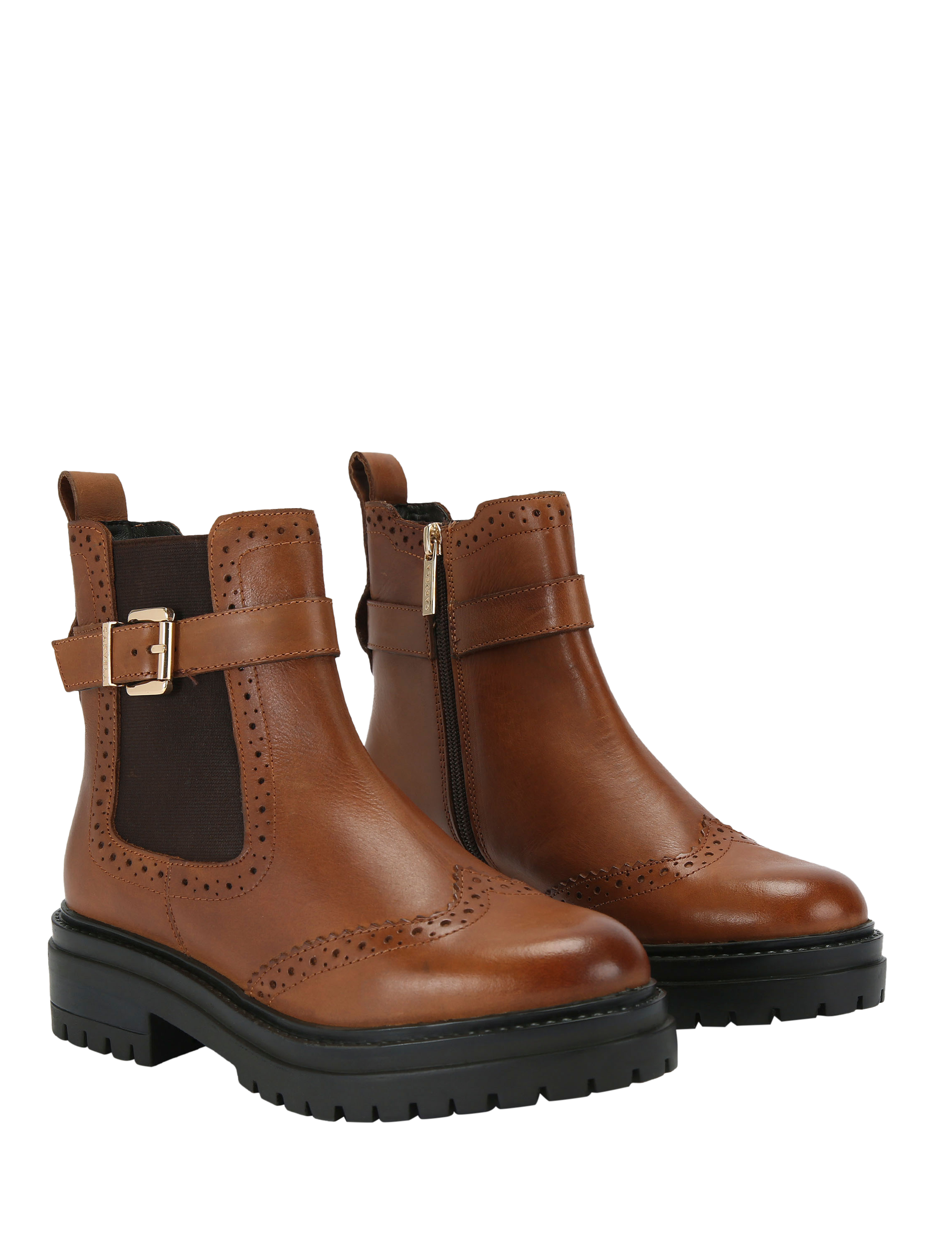 Carvela Headline Brogue Leather Ankle Boots Tan