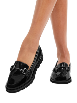 Carvela Crown Patent Flatform Loafers, Black - view 2, Black