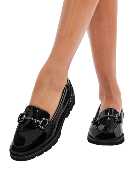 Carvela Crown Patent Flatform Loafers, Black - view 2, Black