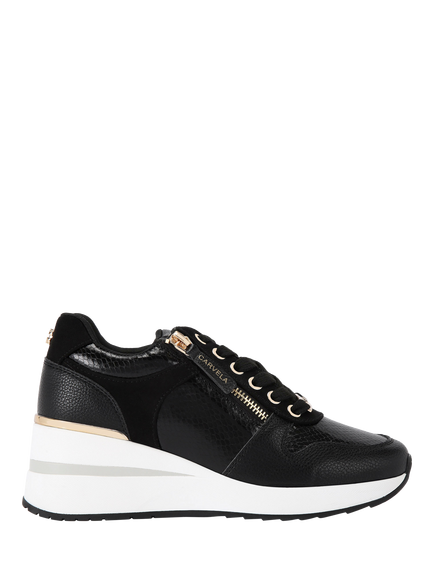 Carvela High Rise Embossed Trainers, Black, Black