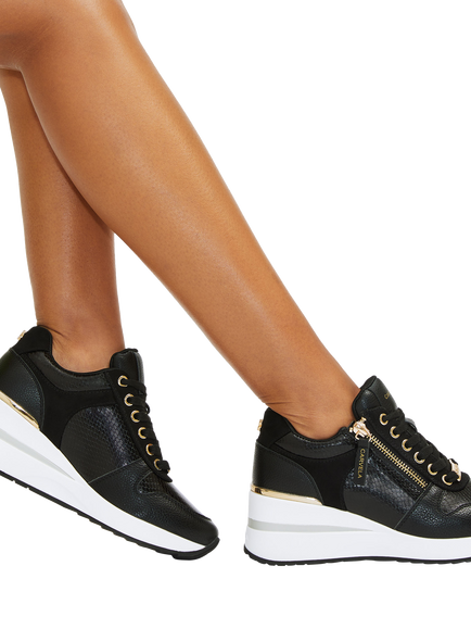 Carvela High Rise Embossed Trainers, Black - view 2, Black