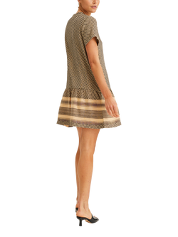 SUMMERY Copenhagen Short Sleeve Cotton Mini Dress - view 2, Beige