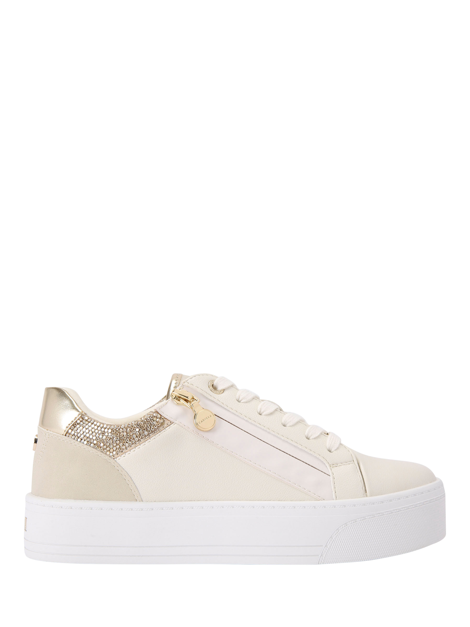 Carvela Statement Zip Trainers, Natural
