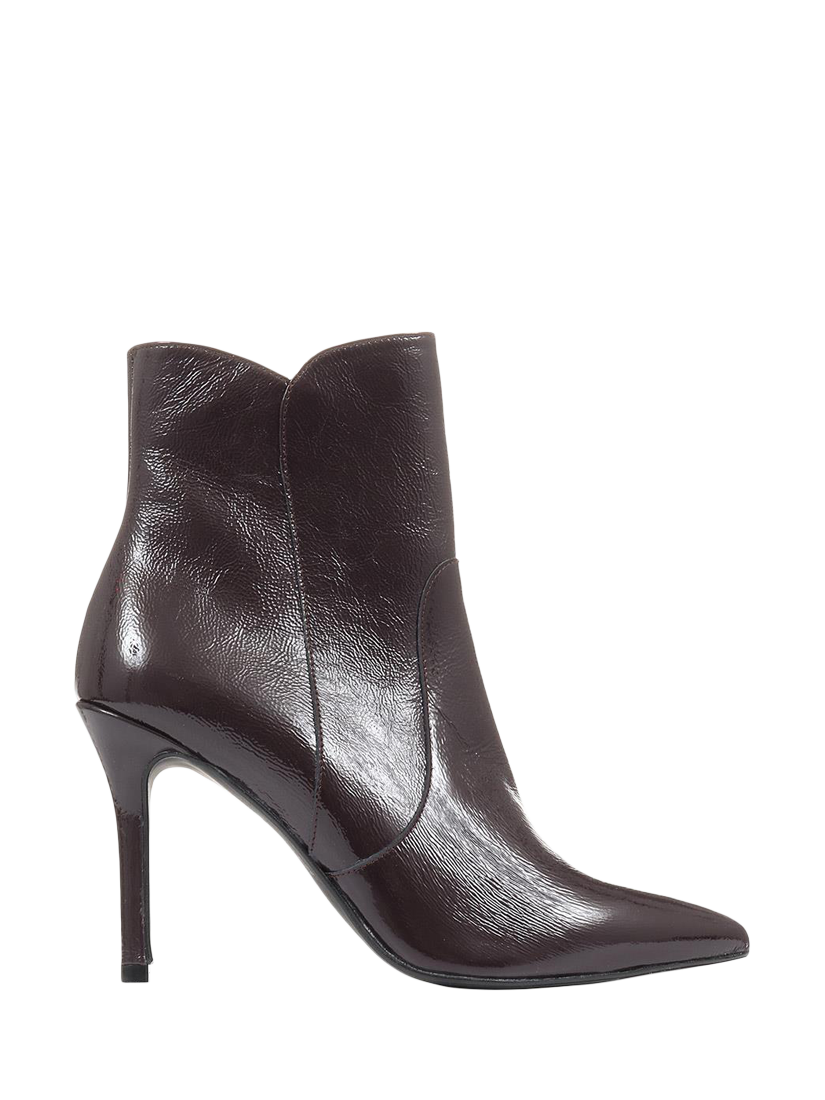 Product image 1 of 5, which shows Jones Bootmaker Cadence Leather Stiletto Heel Ankle Boots, Purple, 4