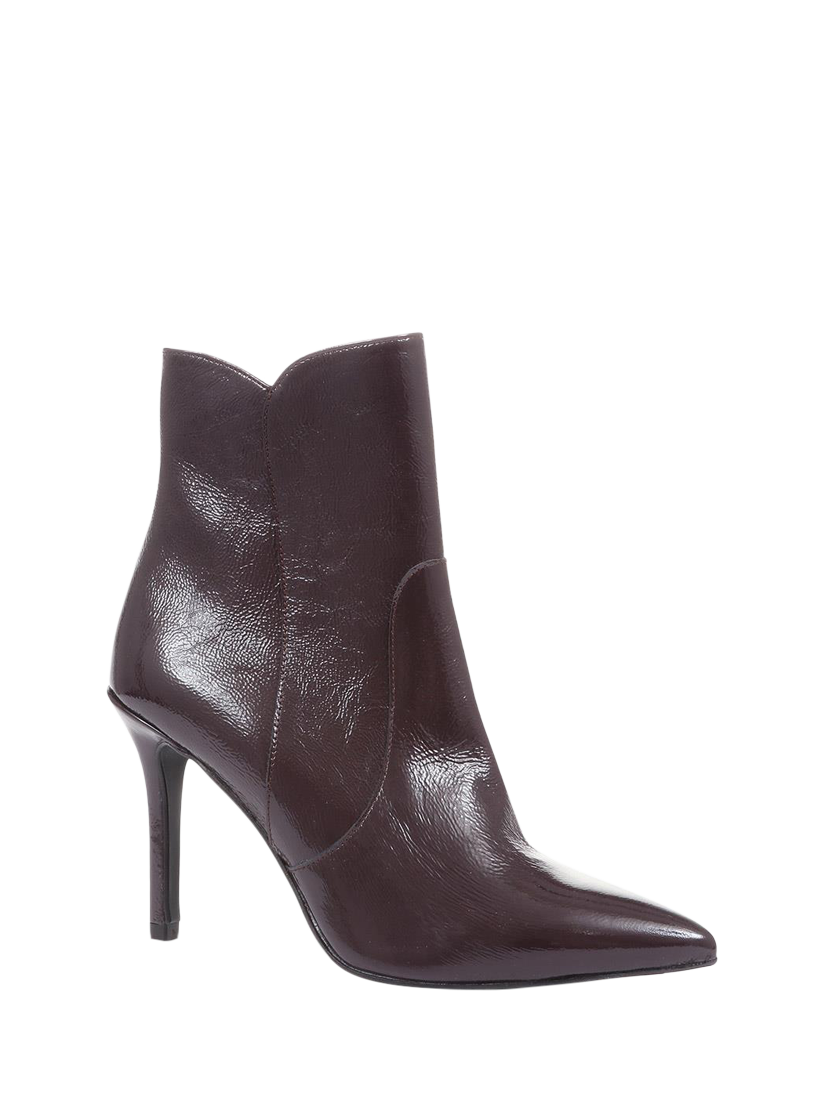 Product image 2 of 5, which shows Jones Bootmaker Cadence Leather Stiletto Heel Ankle Boots, Purple, 4