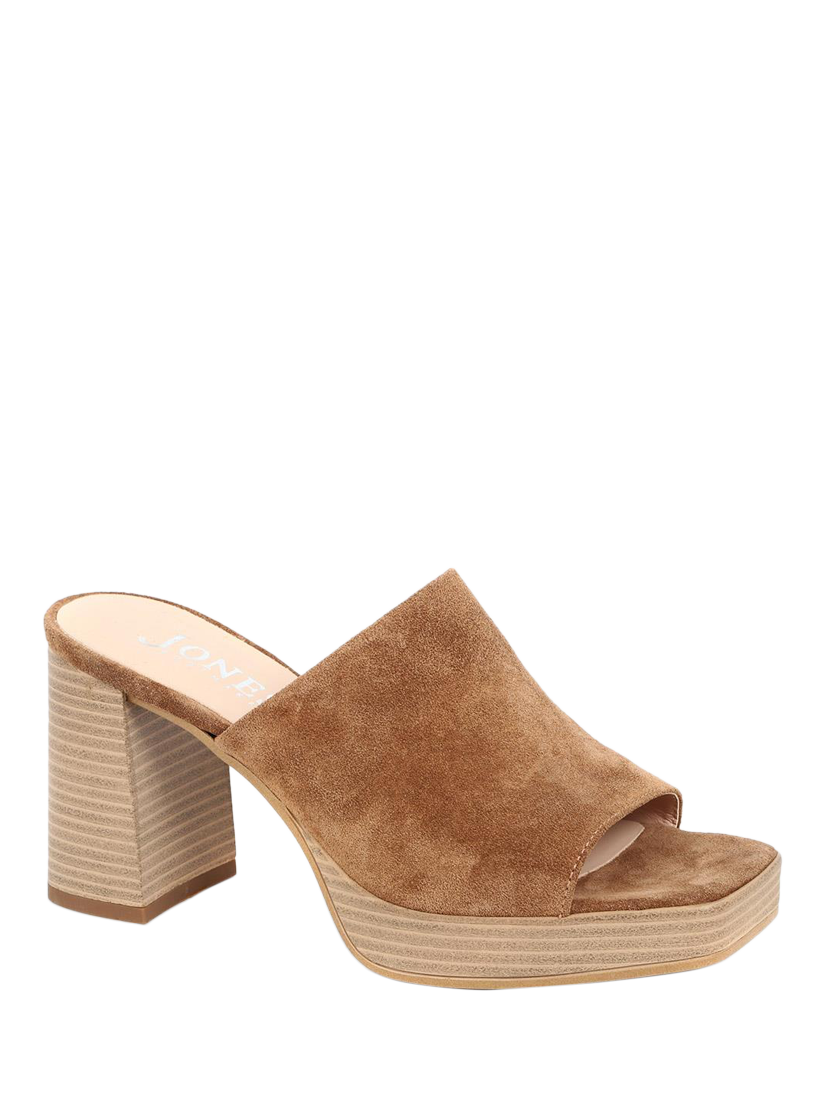 Product image 2 of 5, which shows Jones Bootmaker Dominica Leather Heeled Mule Sandals, Sand, 4