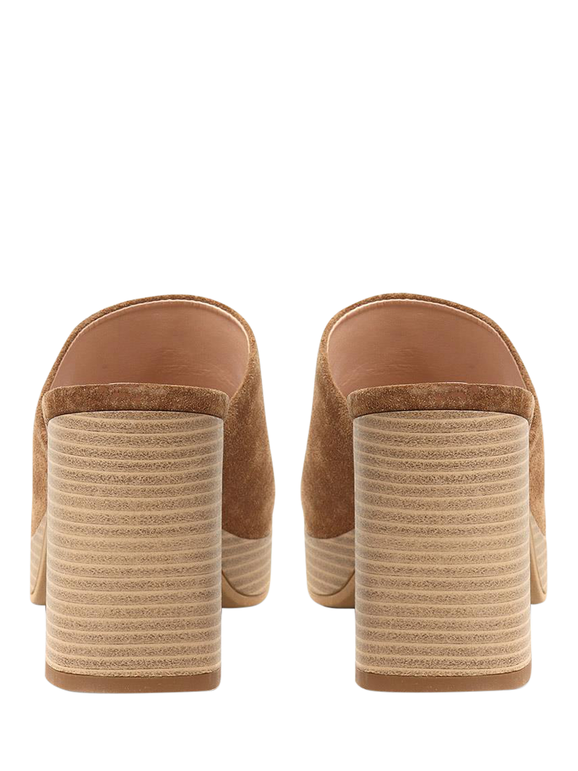 Product image 3 of 5, which shows Jones Bootmaker Dominica Leather Heeled Mule Sandals, Sand, 4