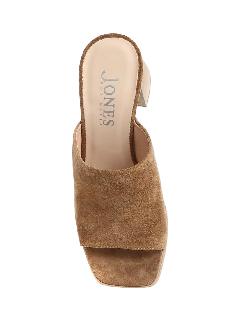 Product image 4 of 5, which shows Jones Bootmaker Dominica Leather Heeled Mule Sandals, Sand, 4