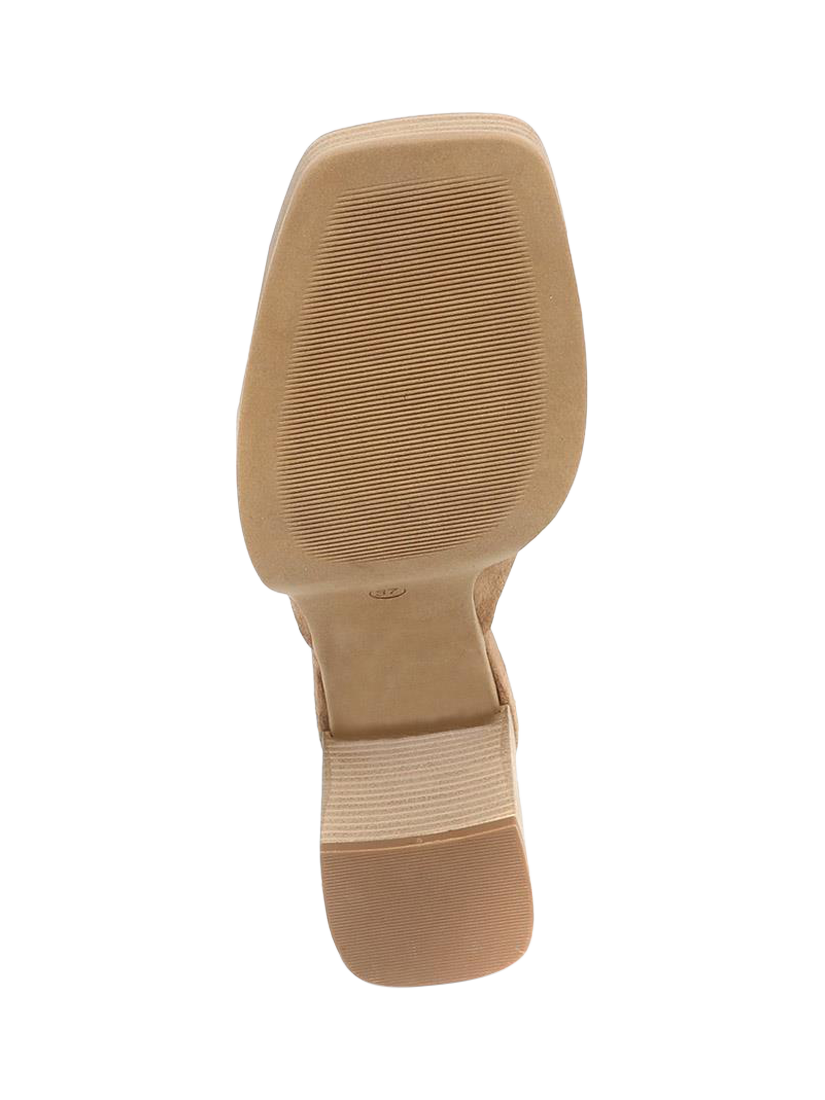 Product image 5 of 5, which shows Jones Bootmaker Dominica Leather Heeled Mule Sandals, Sand, 4