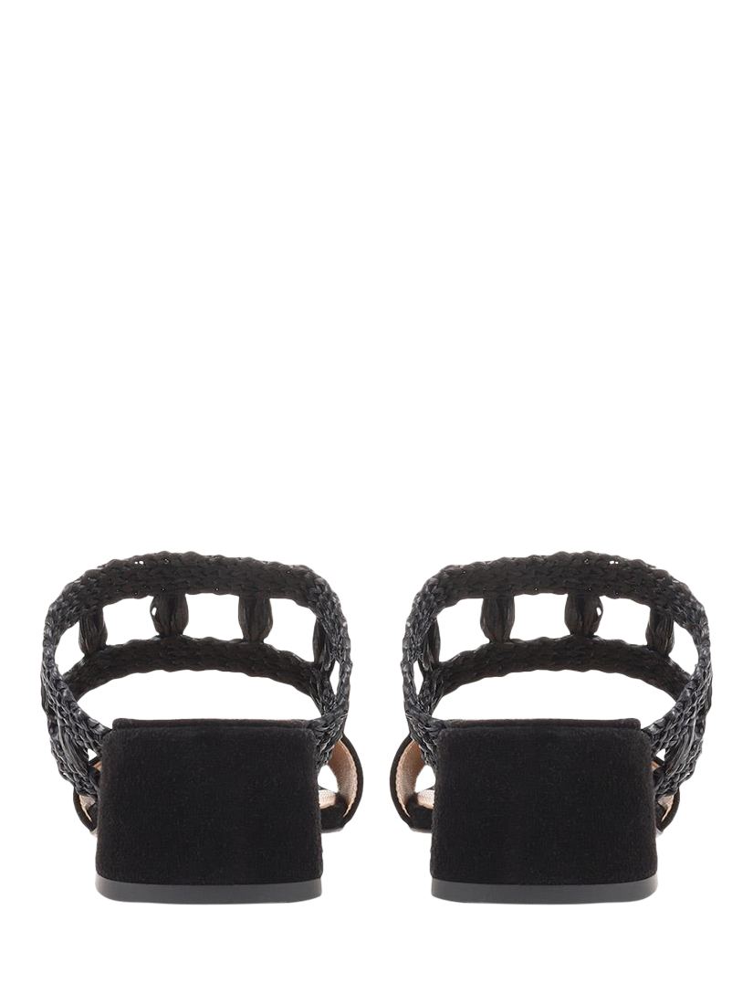Product image 4 of 6, which shows Jones Bootmaker Kimora Raffia Heeled Mule Sandals, Black, 4