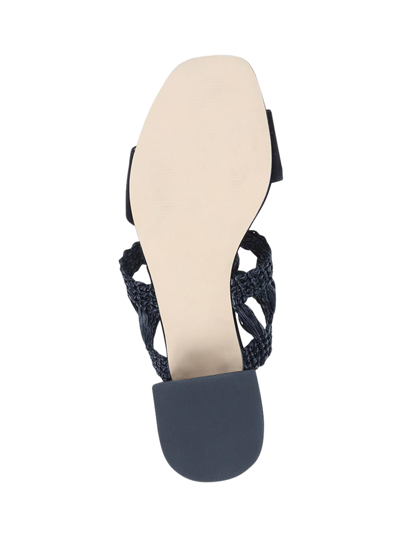 Product image 6 of 6, which shows Jones Bootmaker Kimora Raffia Heeled Mule Sandals, Black, 4