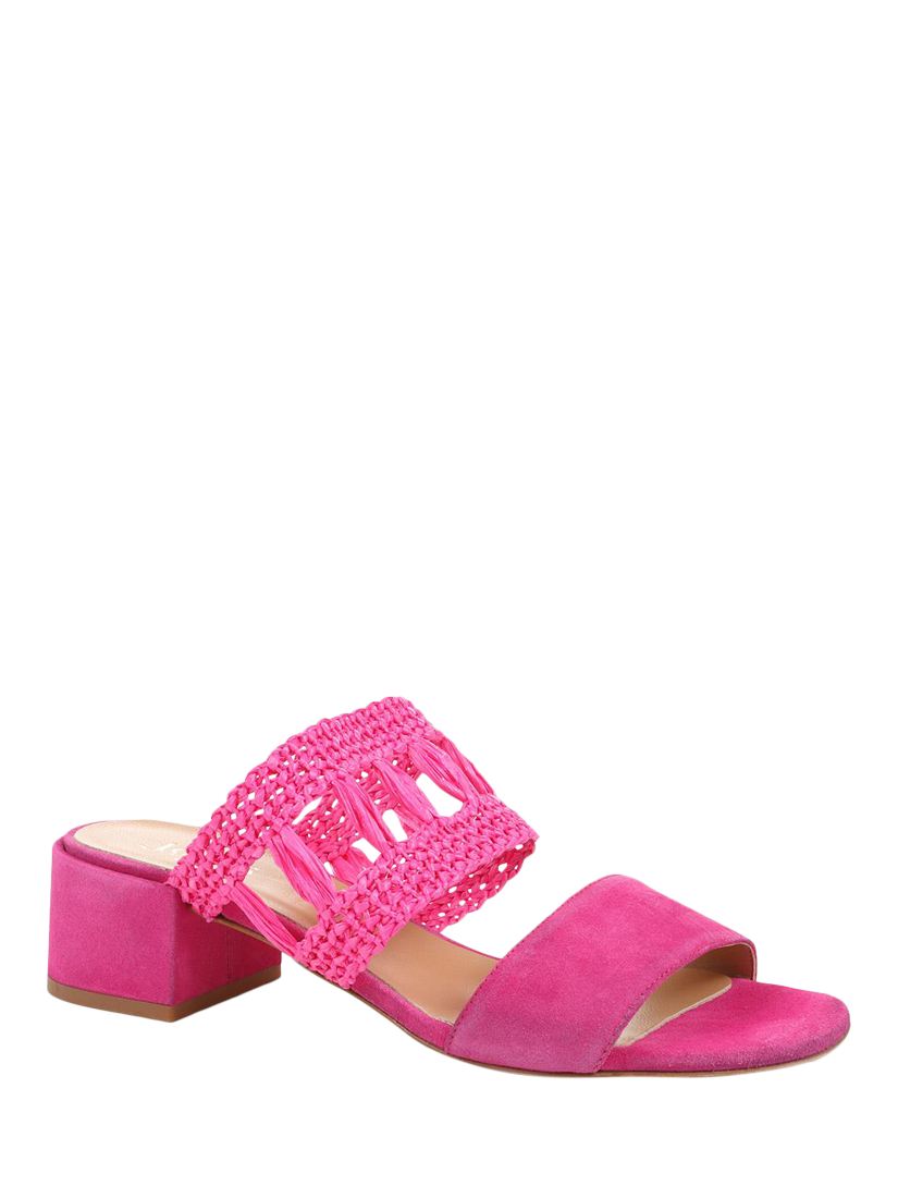 Product image 3 of 6, which shows Jones Bootmaker Kimora Raffia Heeled Mule Sandals, Hot Pink, 4