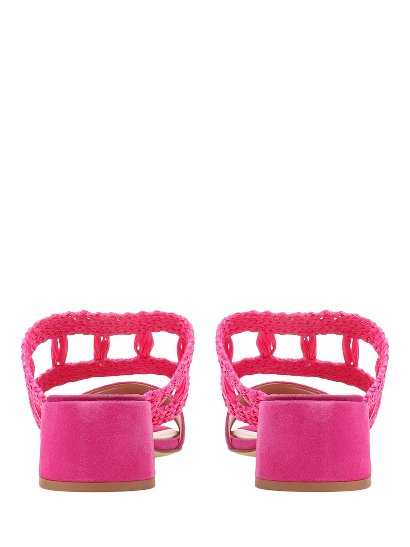 Product image 4 of 6, which shows Jones Bootmaker Kimora Raffia Heeled Mule Sandals, Hot Pink, 4