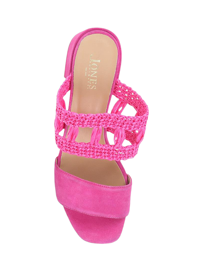 Product image 5 of 6, which shows Jones Bootmaker Kimora Raffia Heeled Mule Sandals, Hot Pink, 4