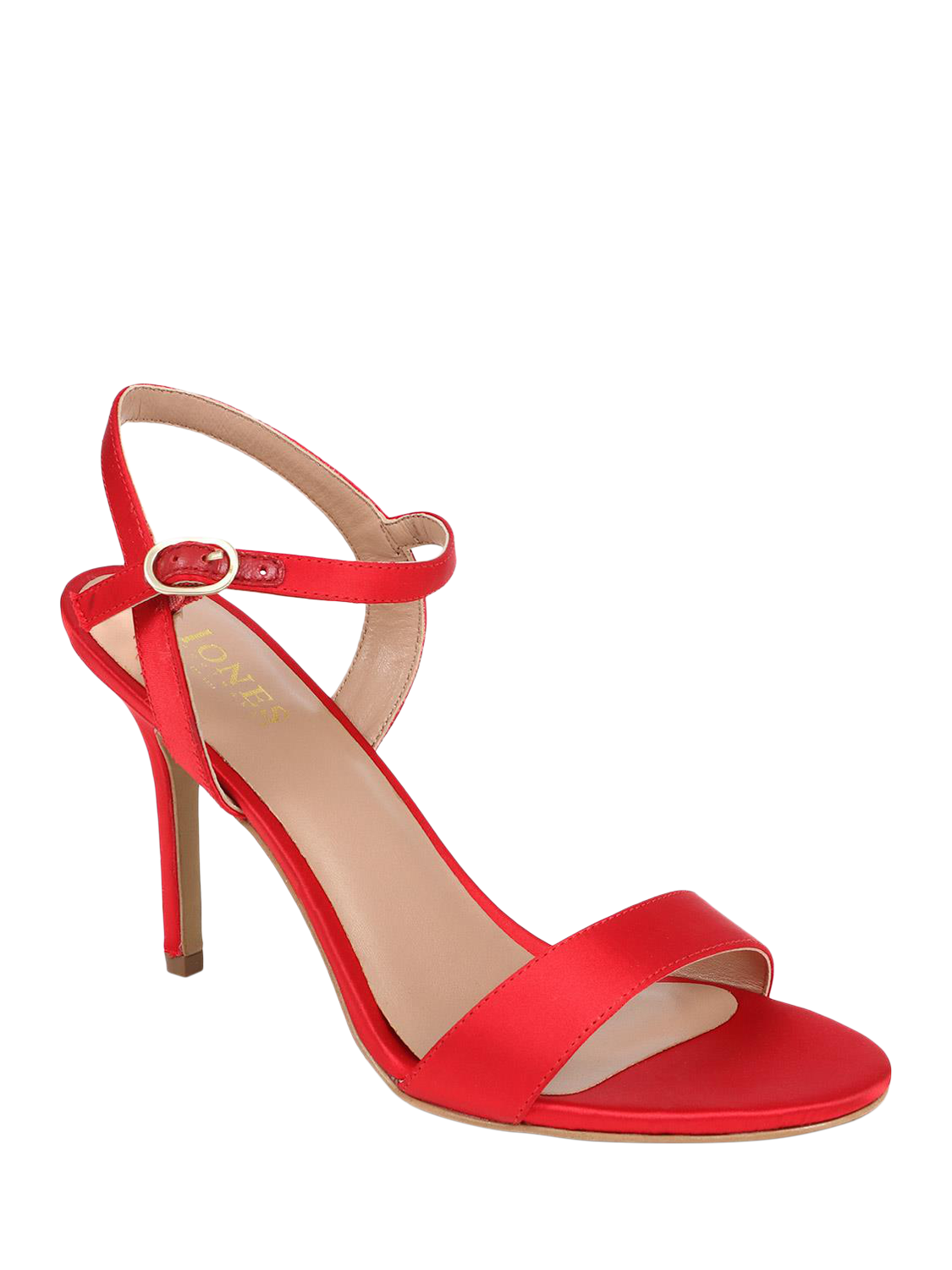 Product image 2 of 5, which shows Jones Bootmaker Kinsley Leather Stiletto Heel Sandals, Red, 3