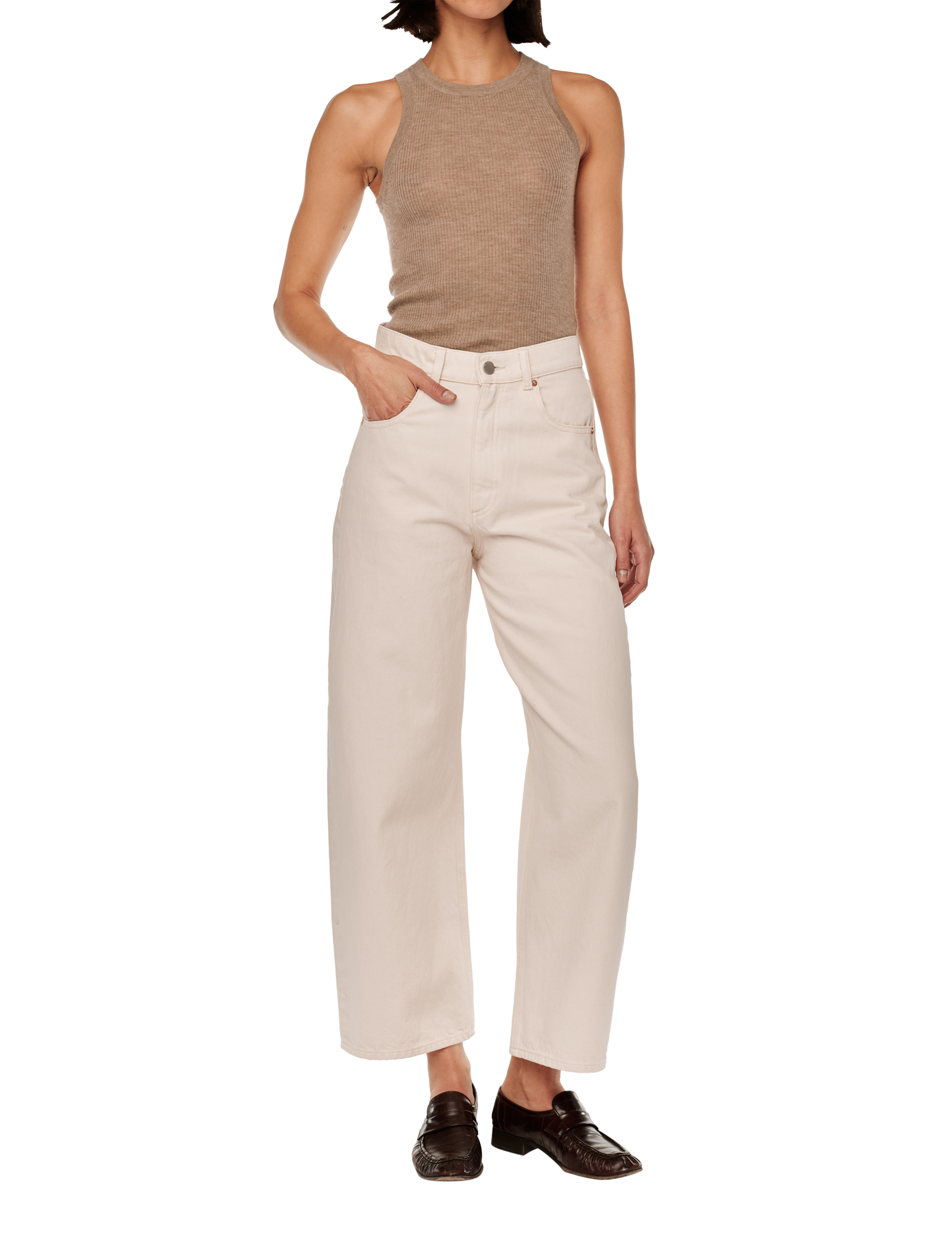 DL1961 Taylor Barrel Leg Jeans, Off-white