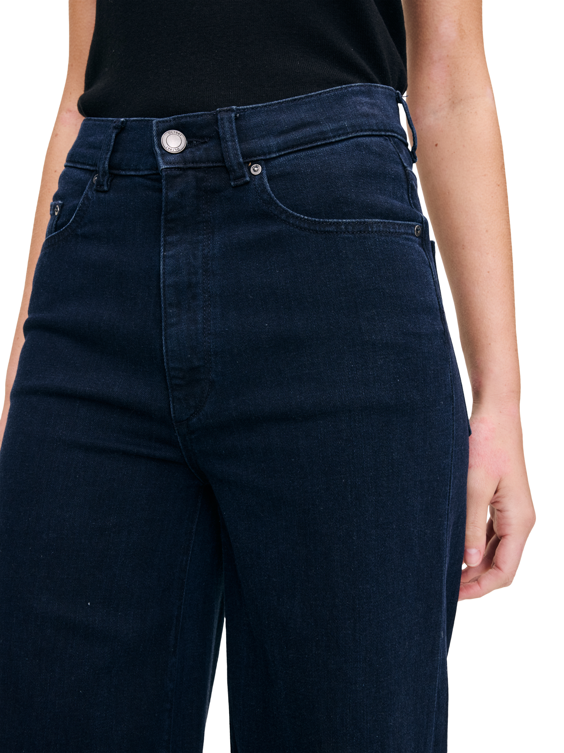 Product image 4 of 5, which shows DL1961 Hepburn Wide Leg High Rise Jeans, Black, 24