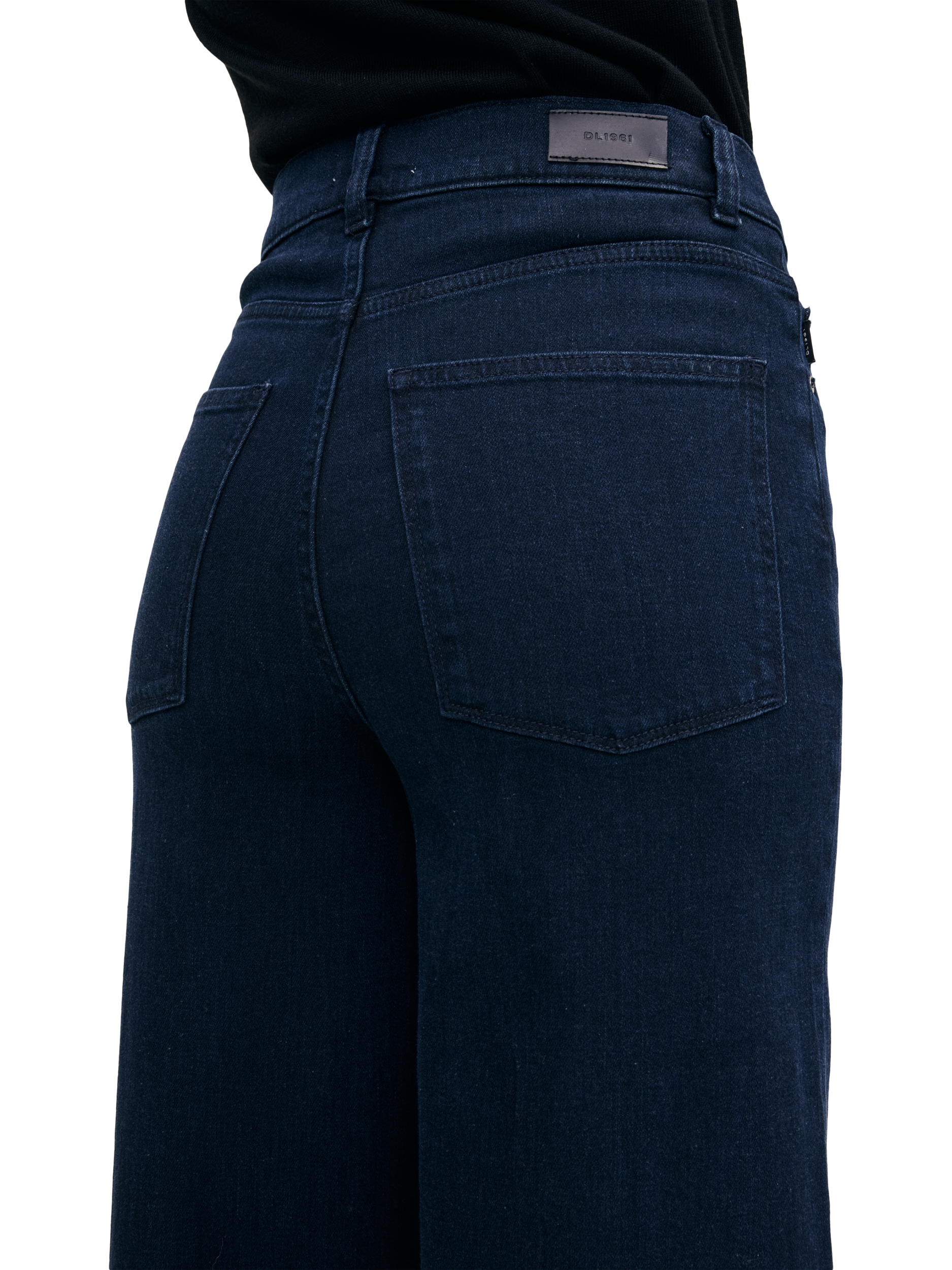 Product image 5 of 5, which shows DL1961 Hepburn Wide Leg High Rise Jeans, Black, 24