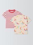 John Lewis Baby Stripe and Banana T-Shirts, Pack of 2, Multi