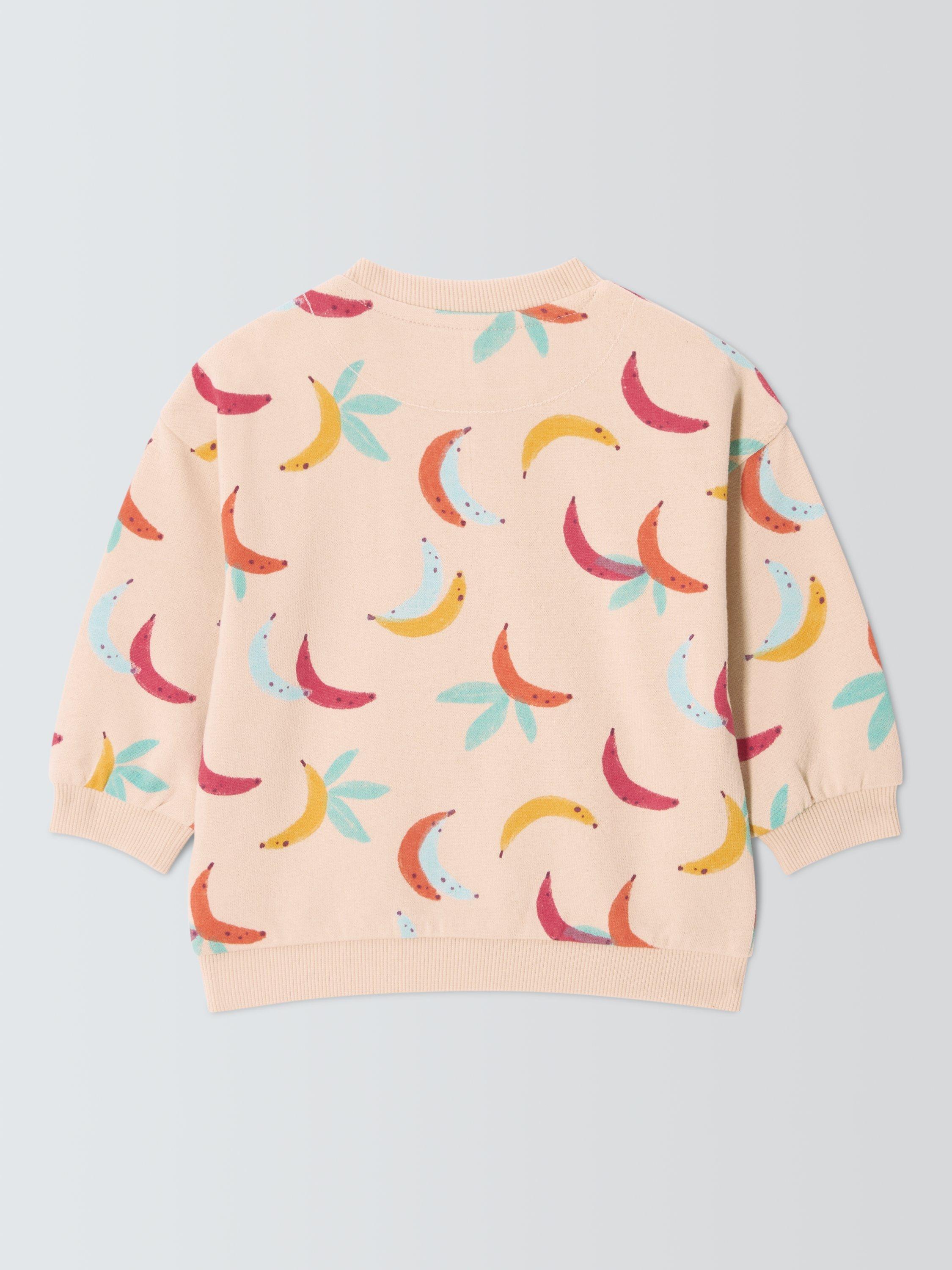Product image 2 of 3, which shows John Lewis Baby Bananas Print Sweatshirt, Multi, 0-3 months