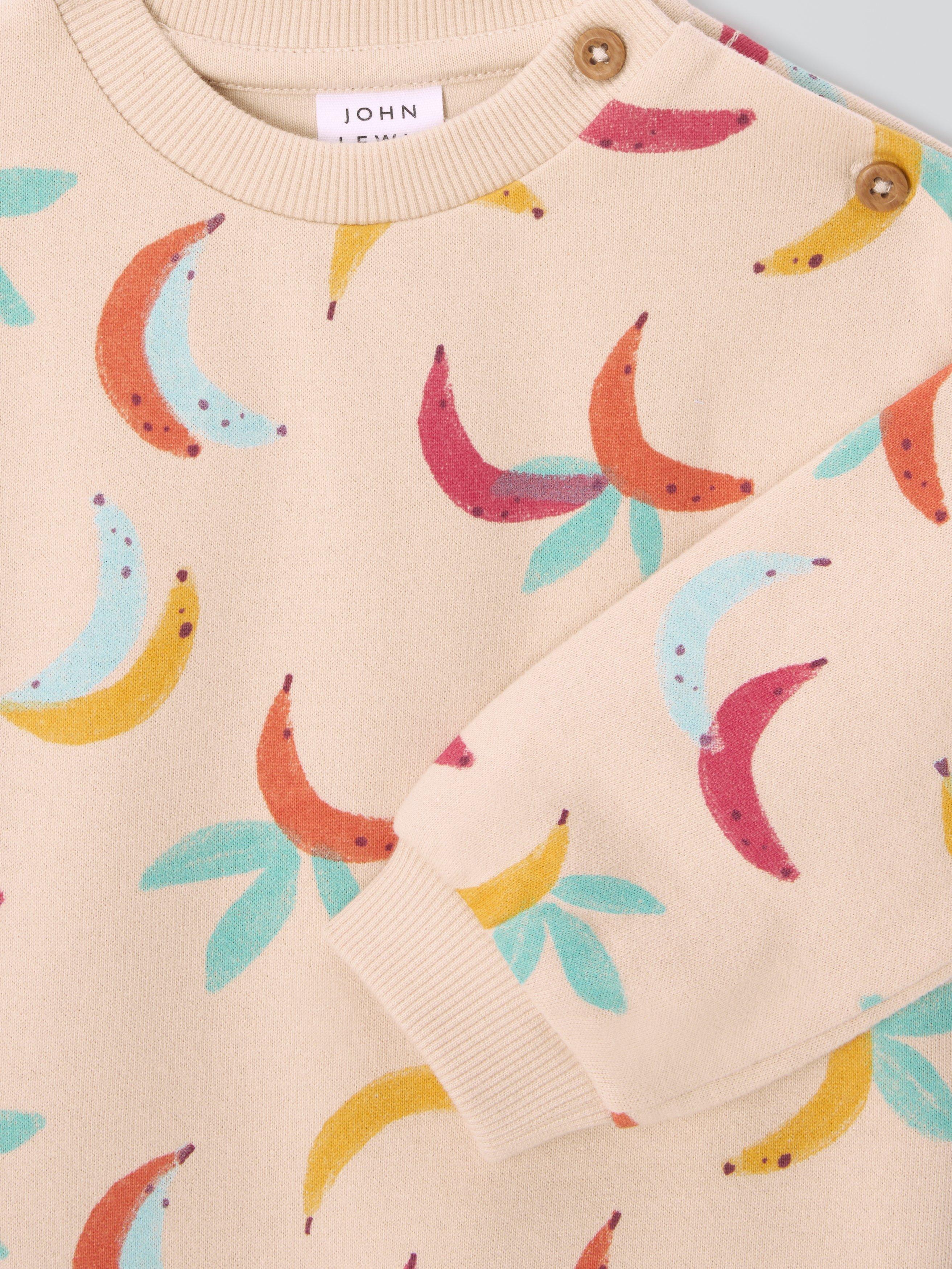 Product image 3 of 3, which shows John Lewis Baby Bananas Print Sweatshirt, Multi, 0-3 months