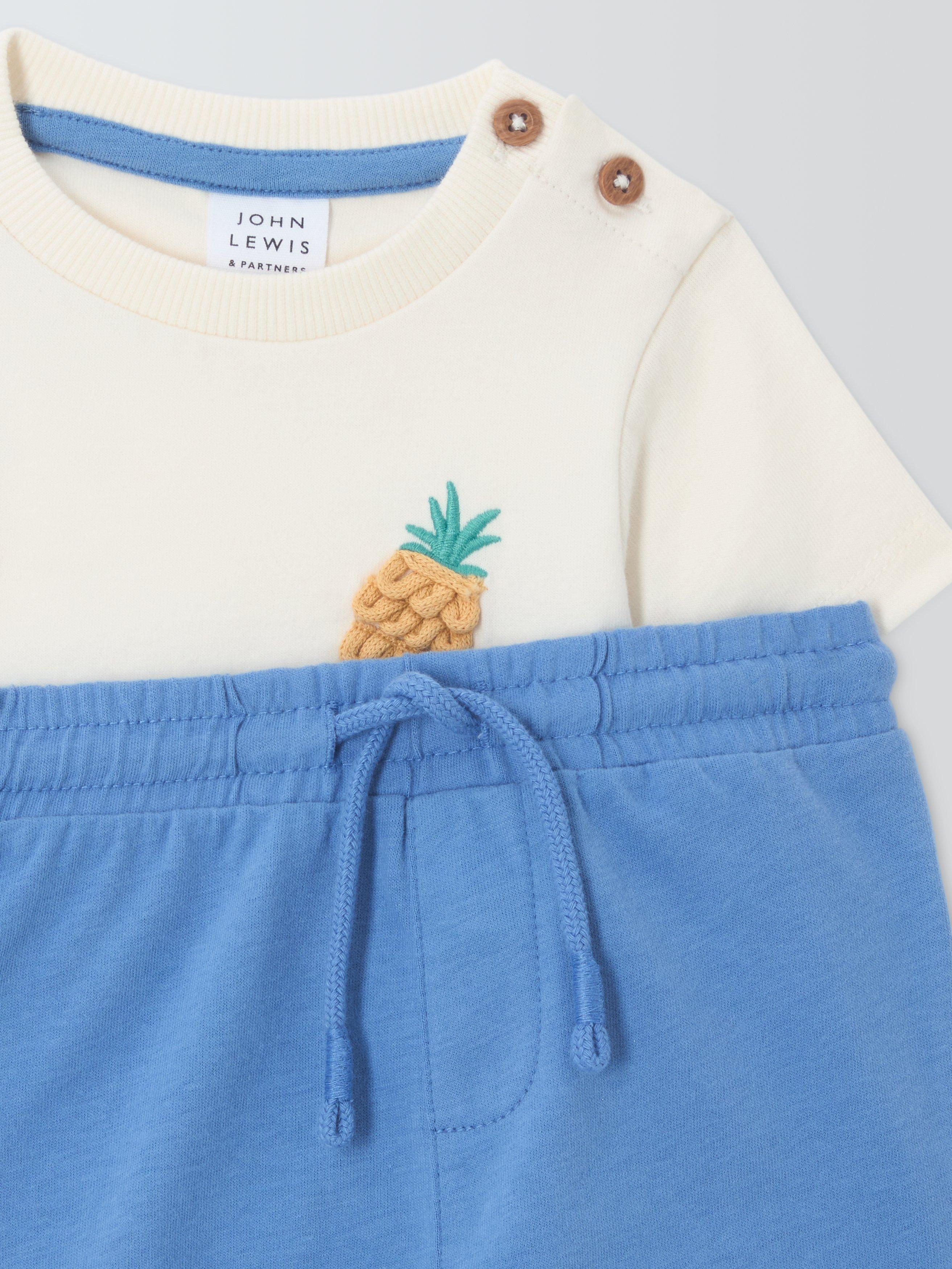 Product image 3 of 3, which shows John Lewis Baby Pineapple T-Shirt and Shorts Set, Multi, 0-3 months