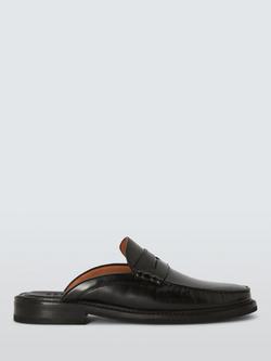 John Lewis Cornell Leather Backless Loafers, Black, Black