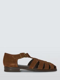 John Lewis Gurka Suede Buckle Strappy Sandals, Gognac, Gognac