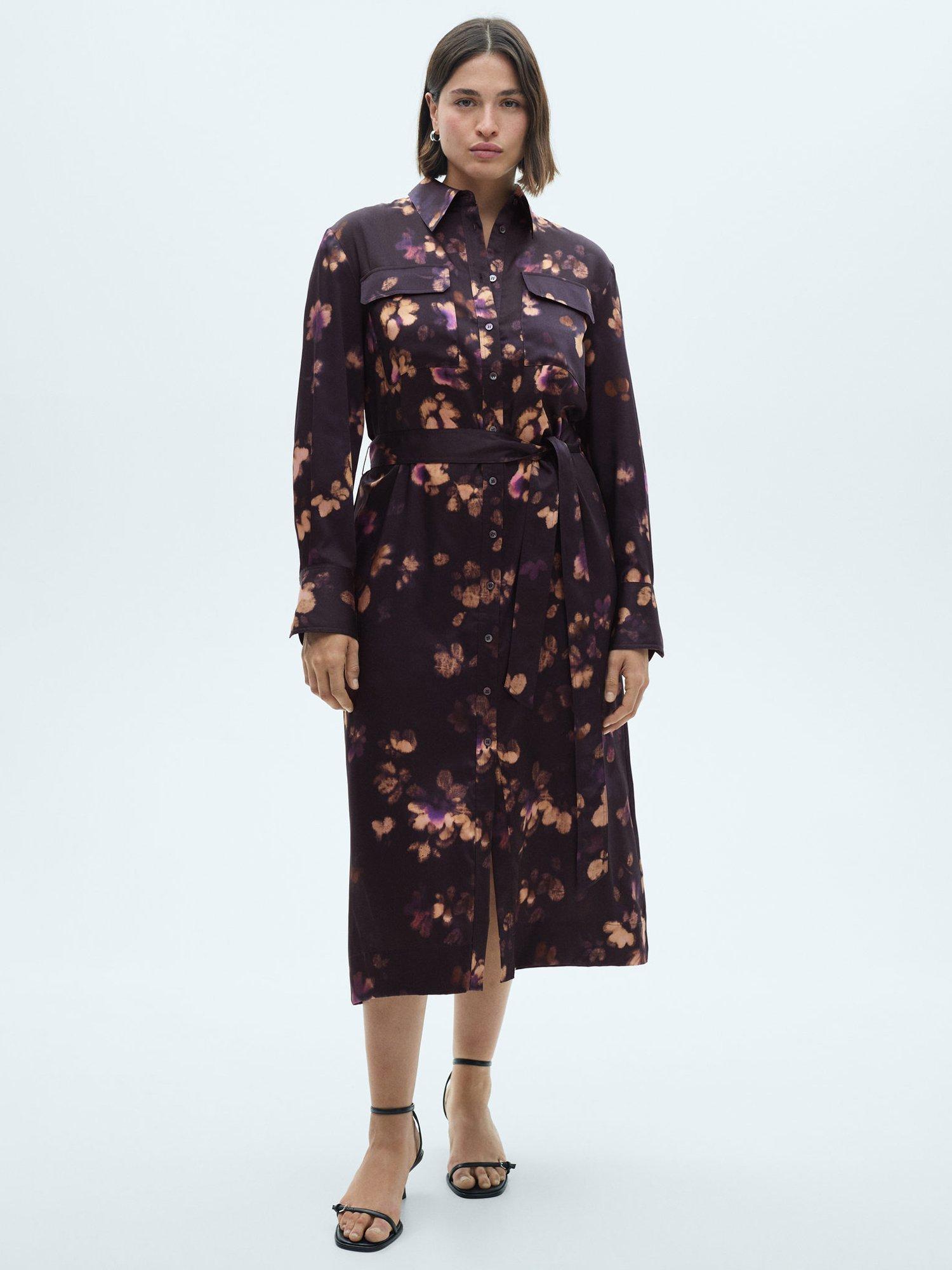 Printed shirt dress mango sale