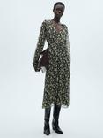 Mango Briony Floral Chiffon Dress, Black