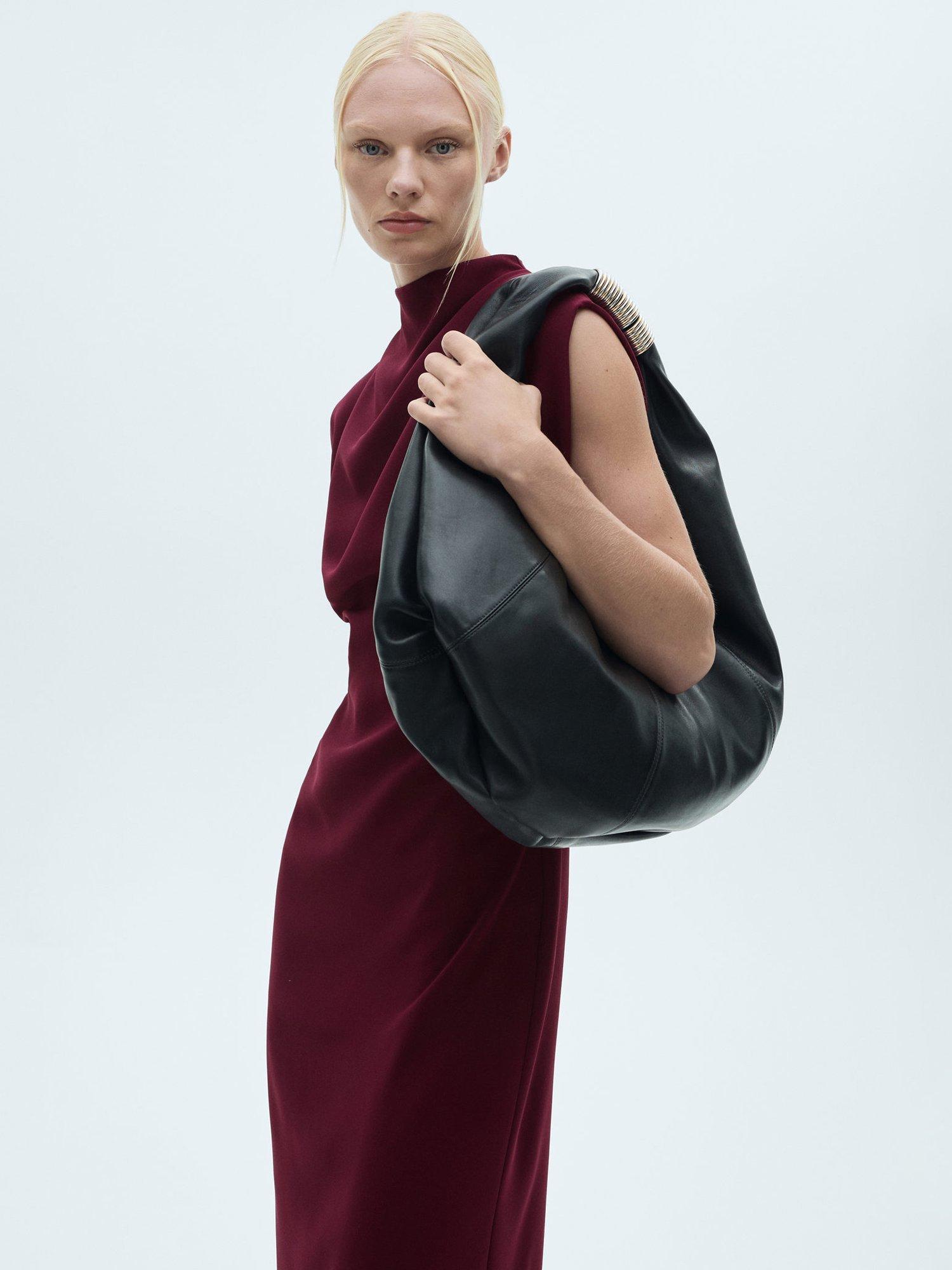 Product image 2 of 8, which shows Mango Gante Gathered Dress, Dark Red, 10