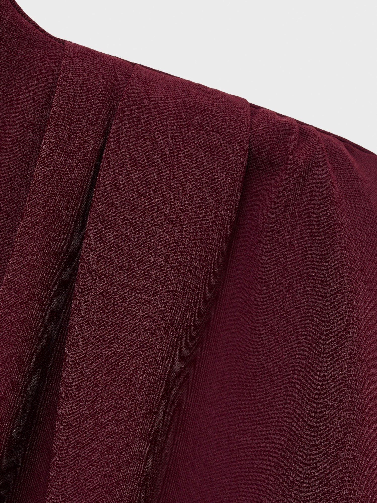 Product image 8 of 8, which shows Mango Gante Gathered Dress, Dark Red, 10