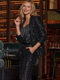 Sosandar Sequin Relaxed Fit Blazer, Black