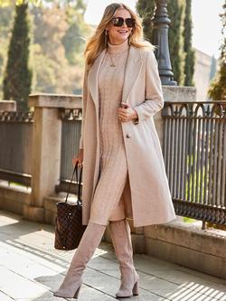 Sosandar Longline Wool Blend Coat, Tan, Tan