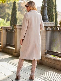 Sosandar Longline Wool Blend Coat, Tan - view 2, Tan