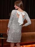 Sosandar Bow Back Sequin Dress, Champagne Gold