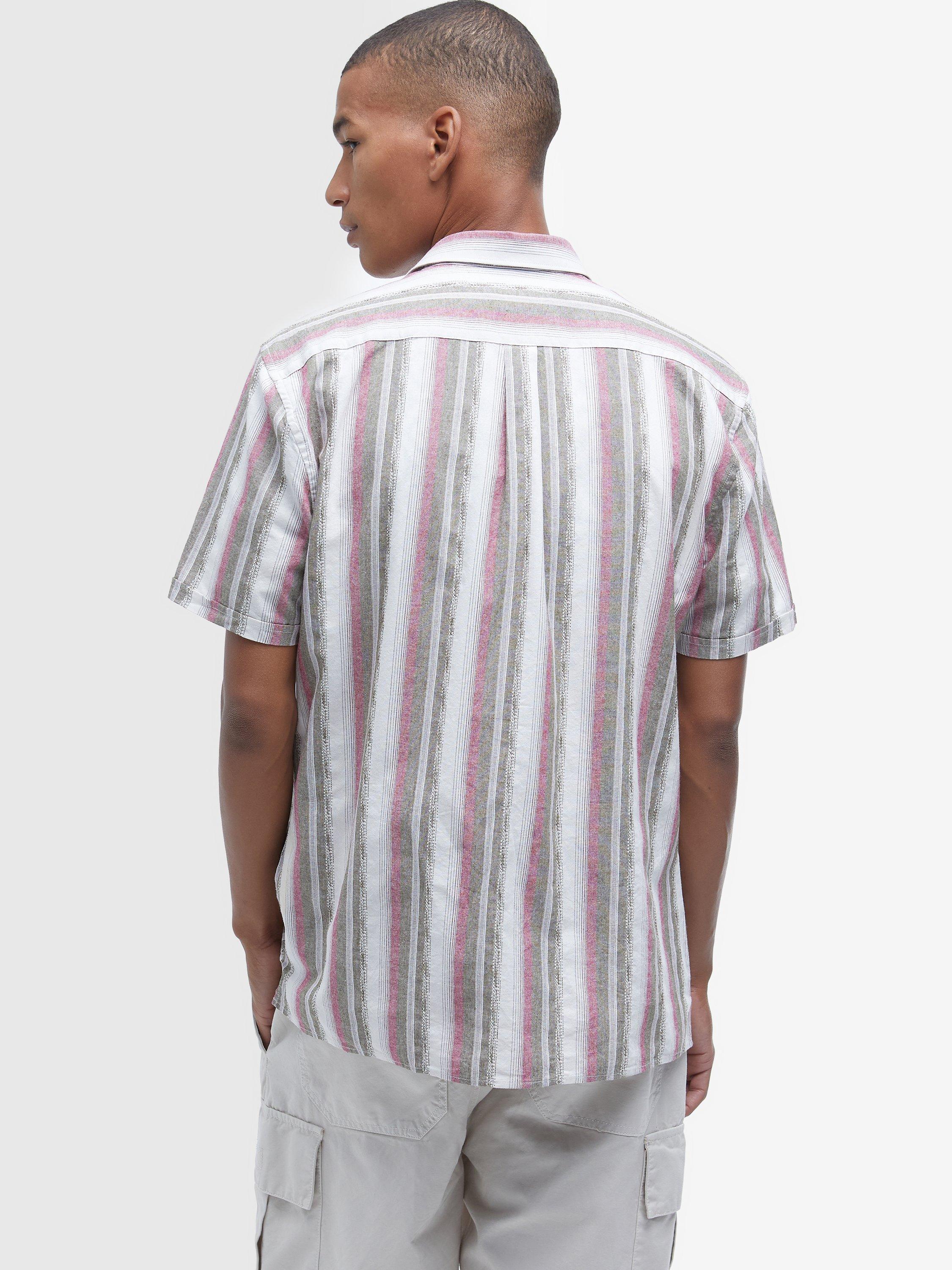 Product image 2 of 6, which shows Barbour Lipton Stripe Cotton Short Sleeve Shirt, Whisper White, S