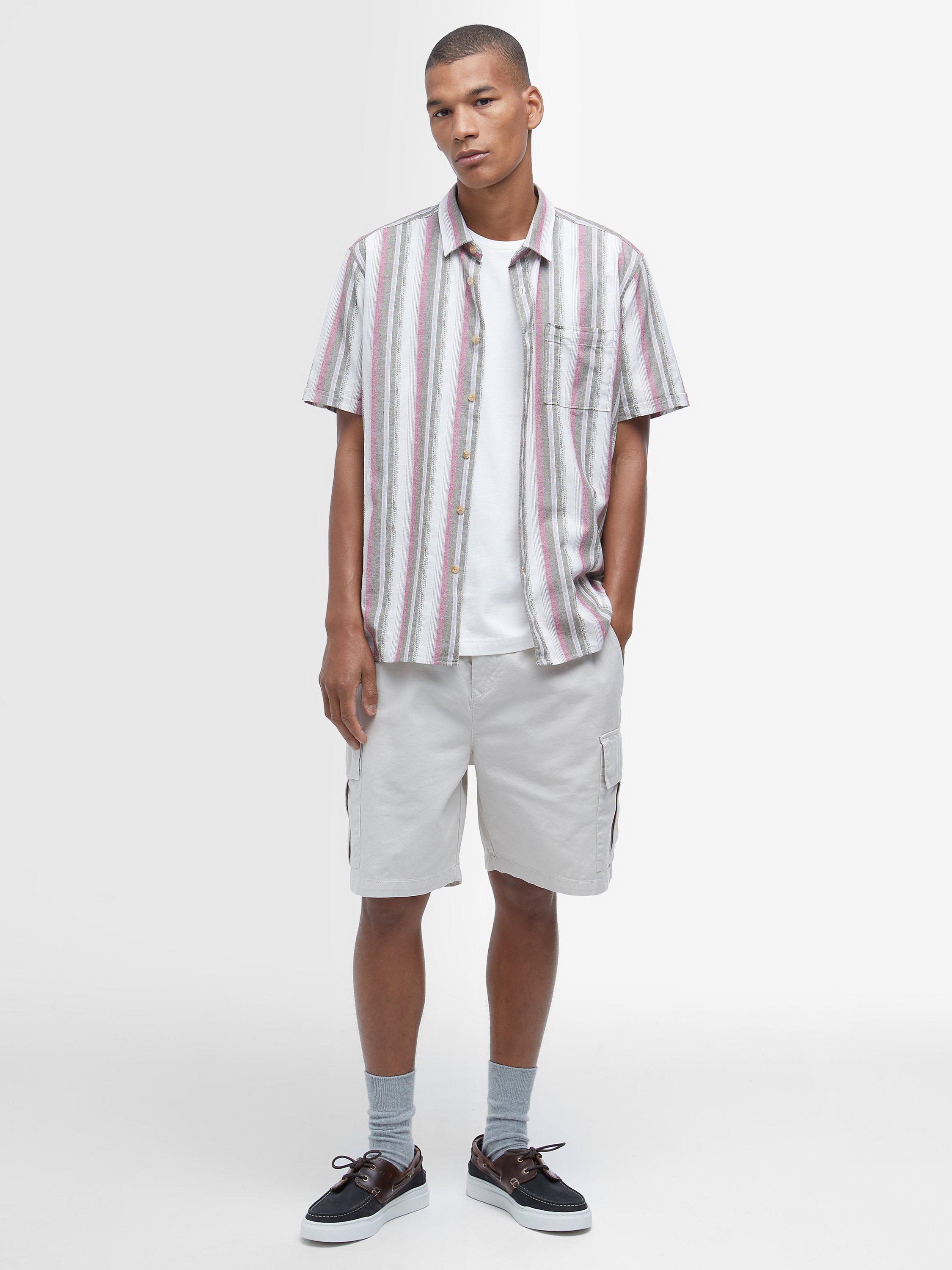 Product image 3 of 6, which shows Barbour Lipton Stripe Cotton Short Sleeve Shirt, Whisper White, S