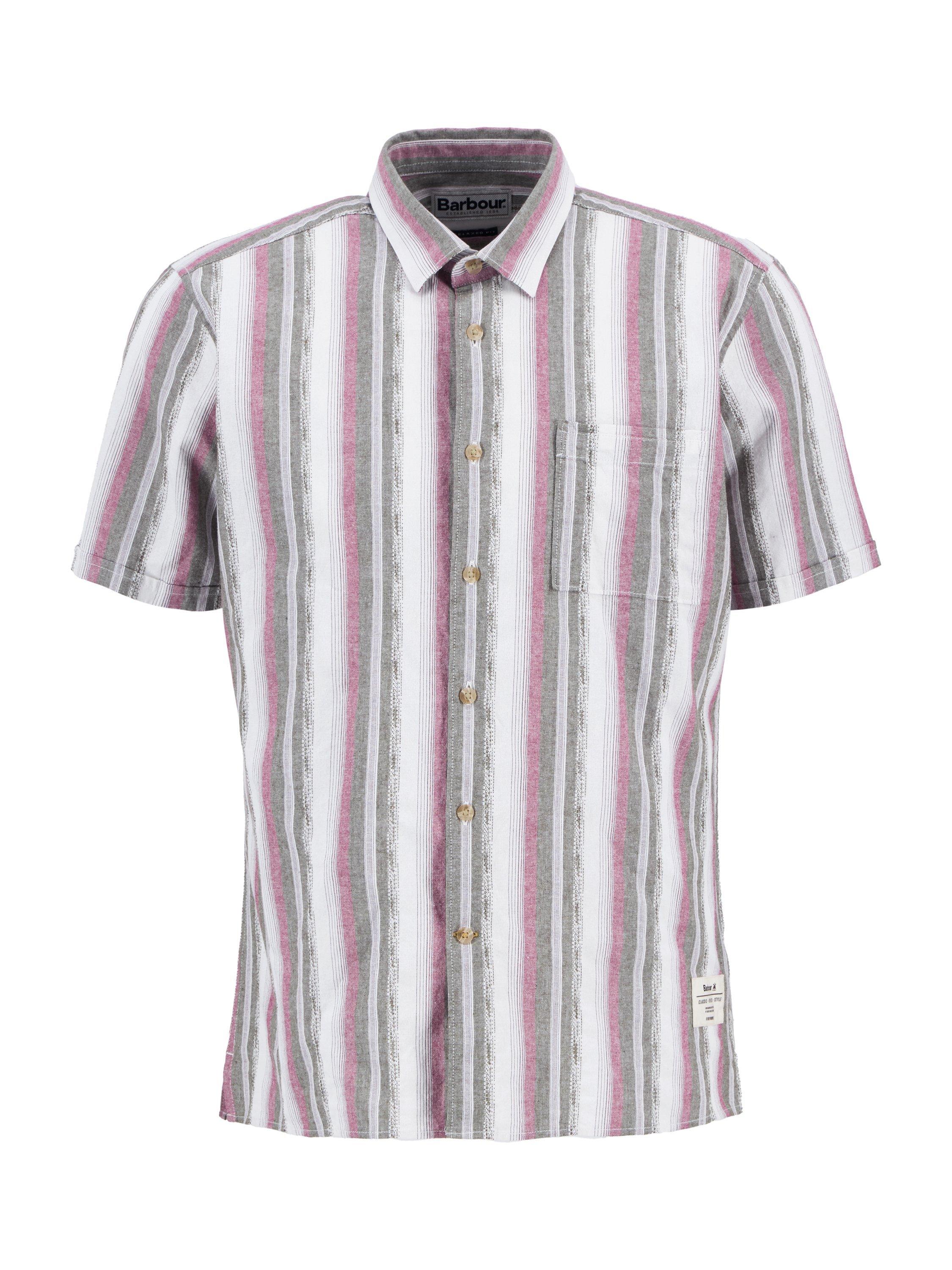 Product image 4 of 6, which shows Barbour Lipton Stripe Cotton Short Sleeve Shirt, Whisper White, S