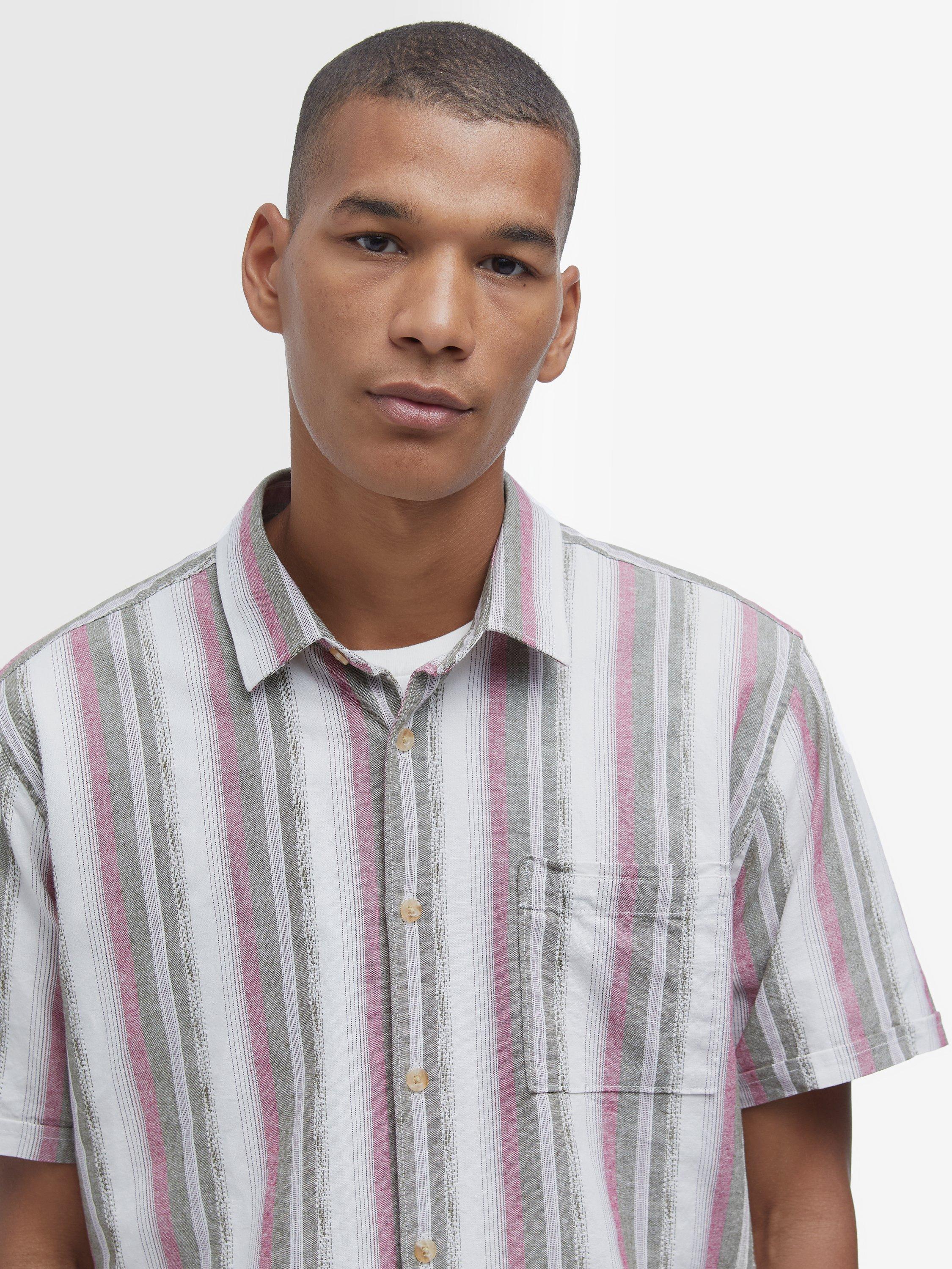 Product image 5 of 6, which shows Barbour Lipton Stripe Cotton Short Sleeve Shirt, Whisper White, S