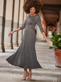 Sosandar Metallic Ombre Knitted Dress, Gold - view 2, Gold