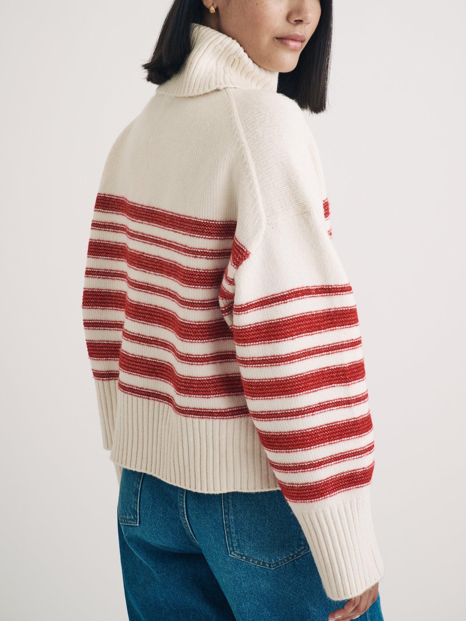 Product image 4 of 5, which shows Nobody's Child Striped Roll Neck Jumper, Cream, XS