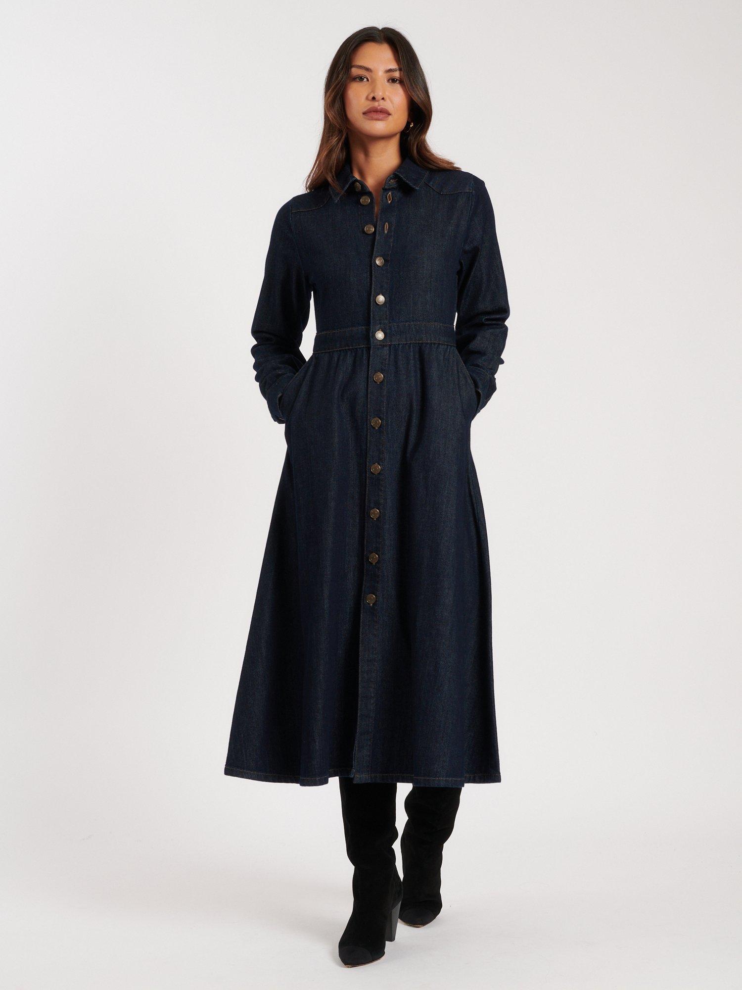 Product image 1 of 5, which shows Nobody's Child Graceland Organic Cotton Denim Shirt Dress, Blue, 8