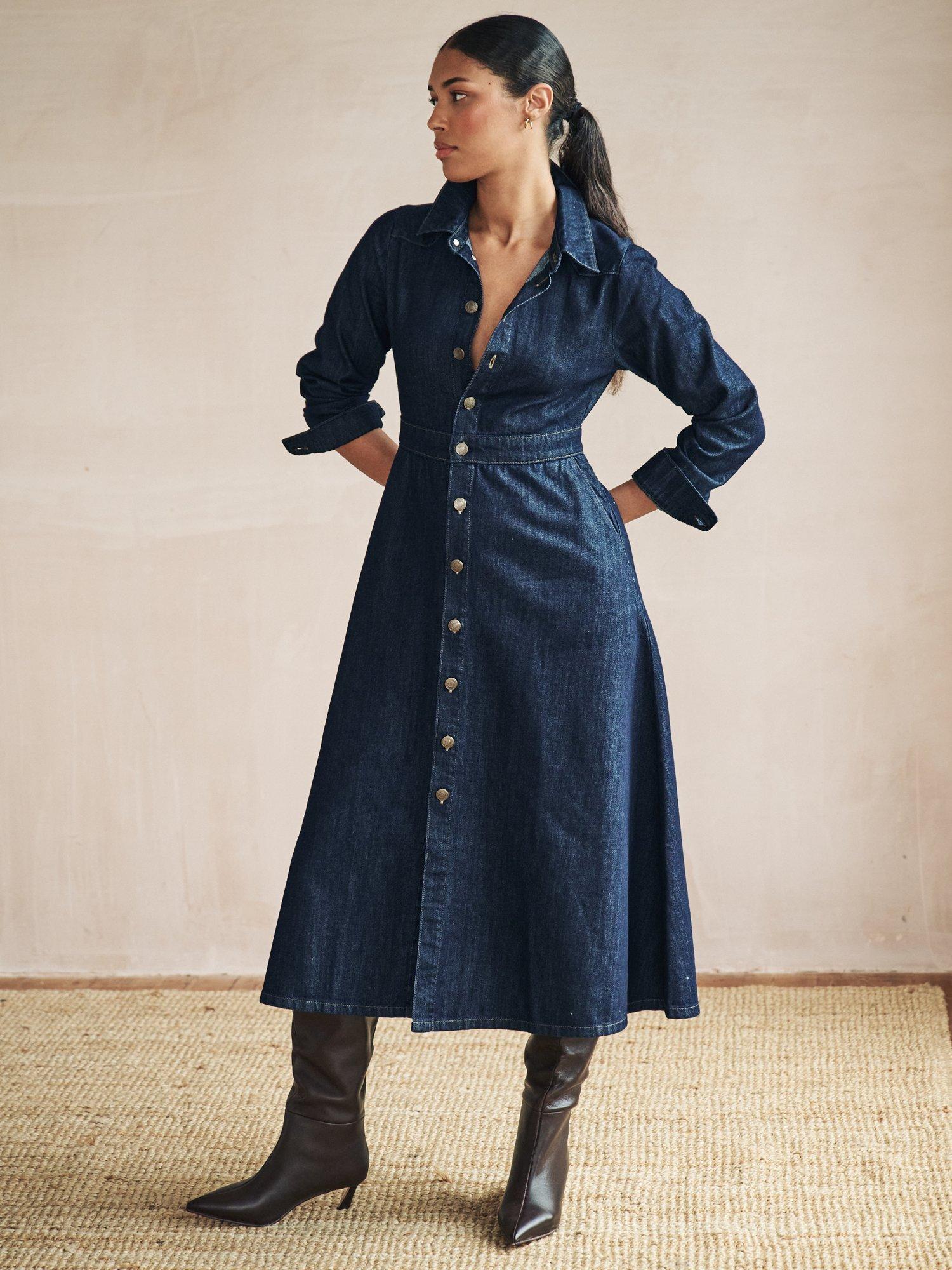 Product image 2 of 5, which shows Nobody's Child Graceland Organic Cotton Denim Shirt Dress, Blue, 8