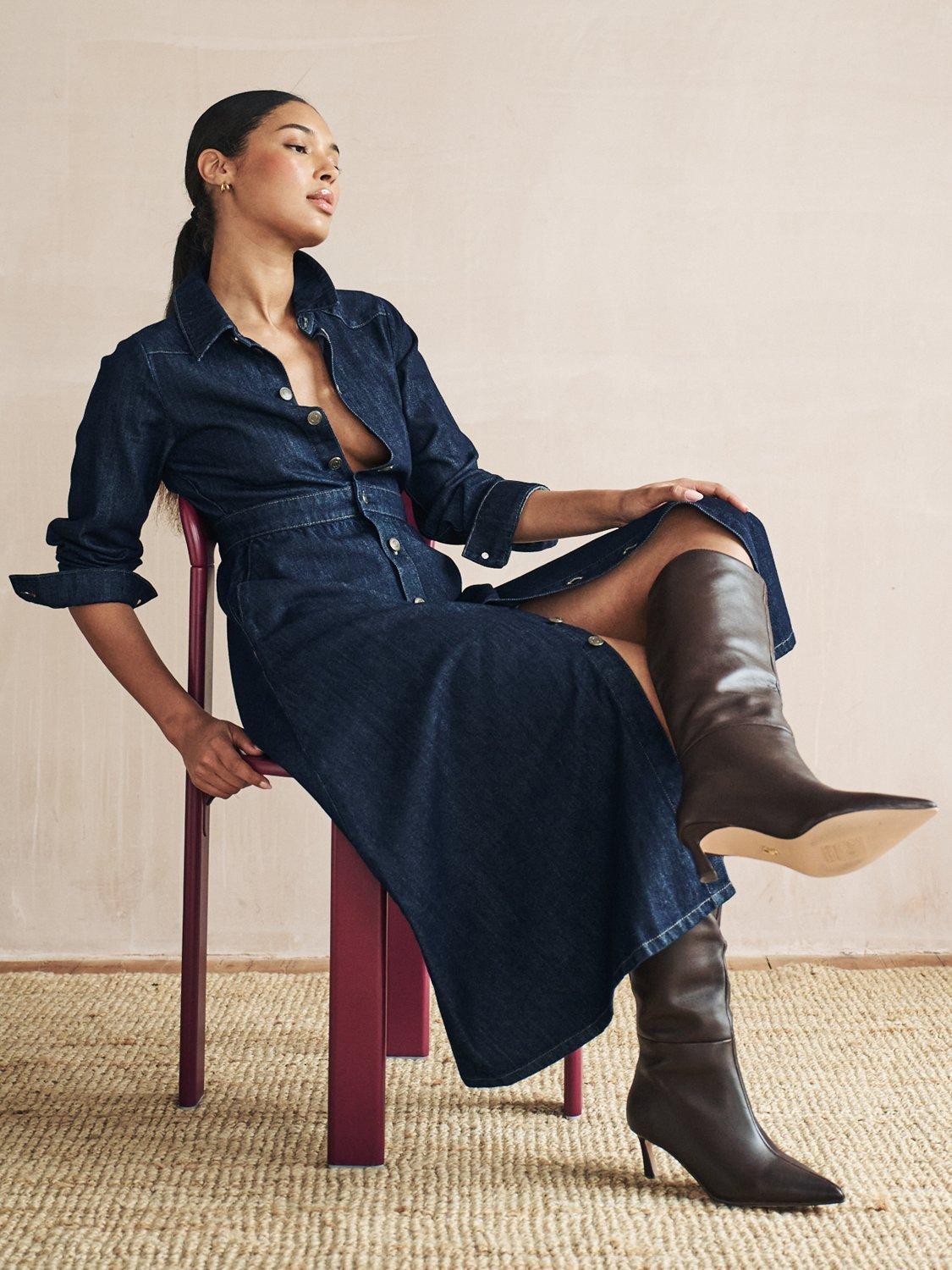 Product image 5 of 5, which shows Nobody's Child Graceland Organic Cotton Denim Shirt Dress, Blue, 8