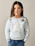 Reiss Kids' Stella Sequin Star Sweatshirt, Blue/Multi