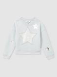 Reiss Kids' Stella Sequin Star Sweatshirt, Blue/Multi