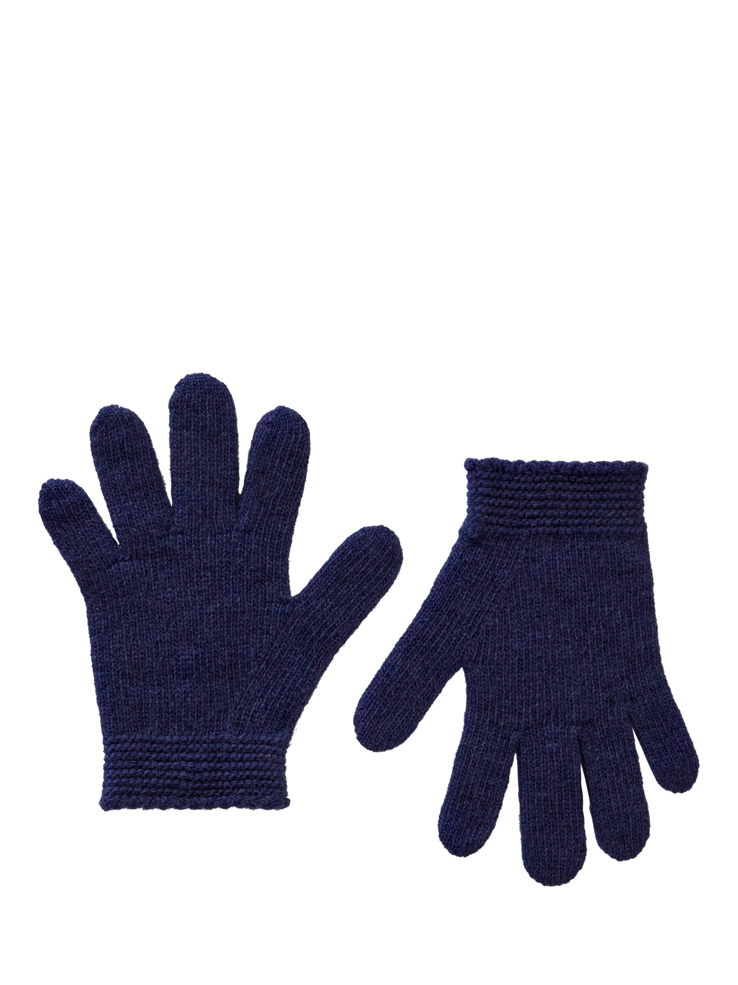 Benetton Kids' Wool Blend Link Stitch Gloves, Night Blue
