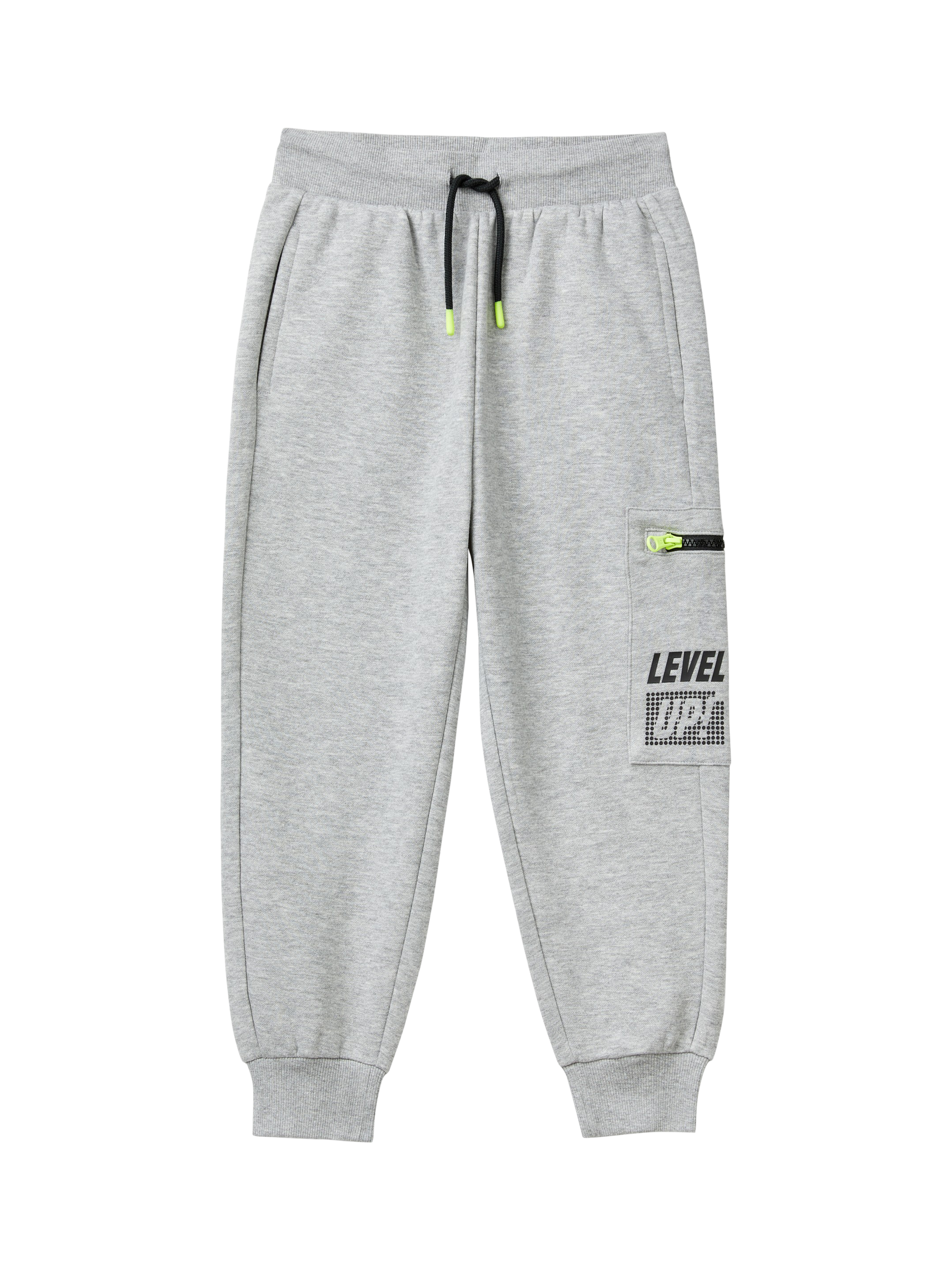 Benetton Kids' Contrast Detail Joggers, Medium Melange Grey